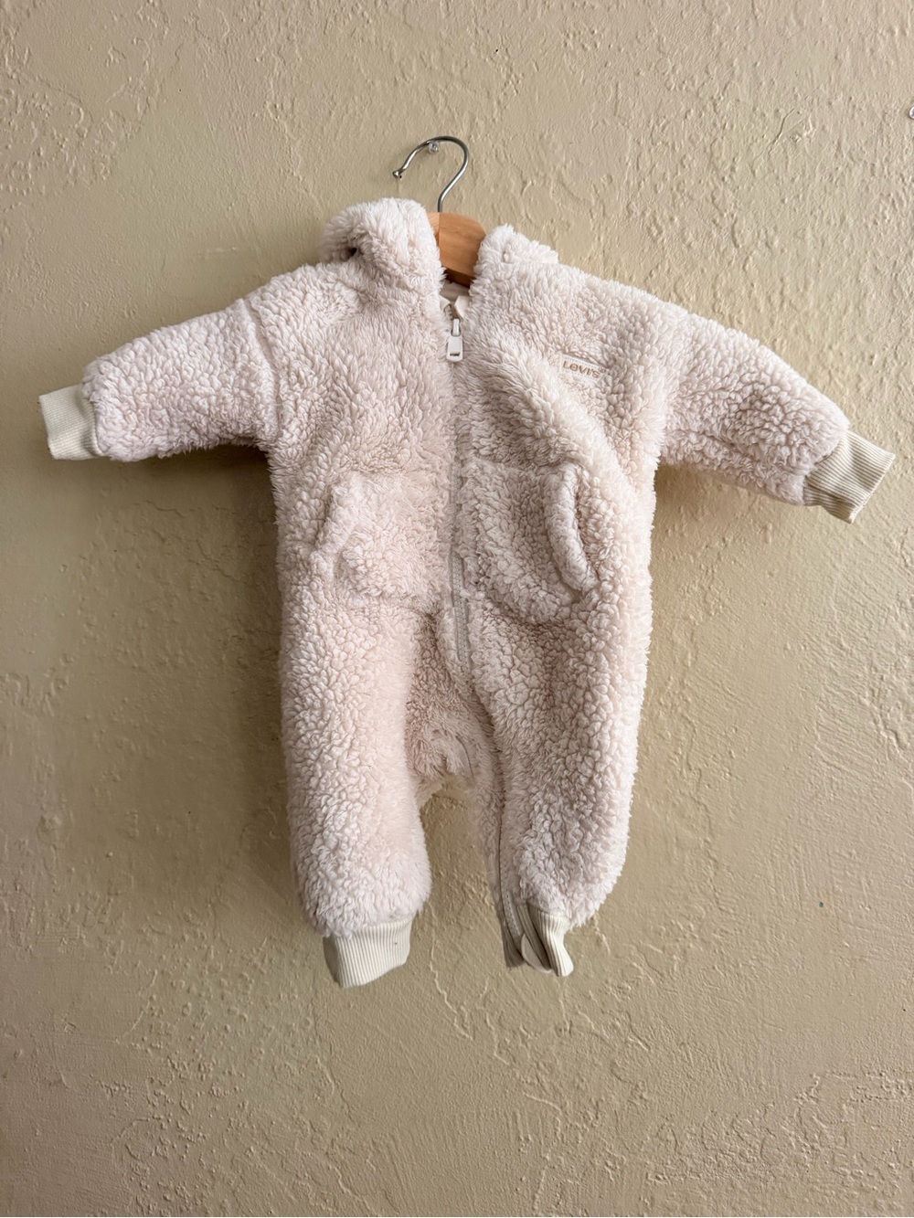 Levi's Cream Sherpa Baby One-Piece Footie